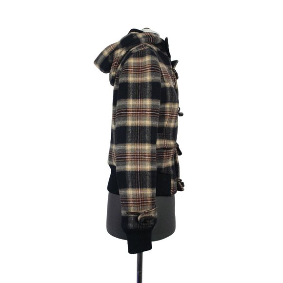 TNA Aritzia women's plaid wool hooded bomber jacket‎ XS - Picture 4 of 16